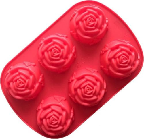 Jumada's - Silikon-Backform Rosen flach - Cupcakes Muffin - 6 Stück - Backformen