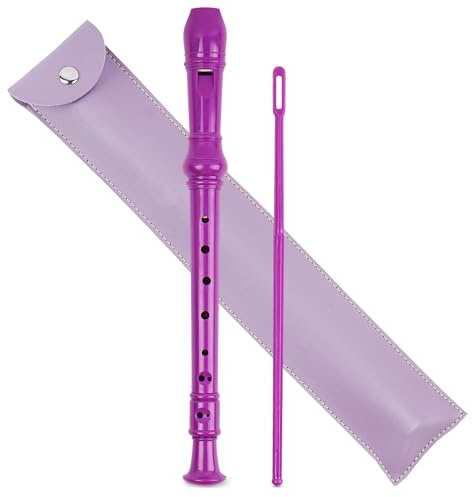 Mtzmy Blockflöte für Anfänger Sopran Deutsche Griffweise, 8-Loch Flöte für Erwachsene, Recorder mit Etui,Reinigungsstift und Bedienungsanleitung(2-Lila2)