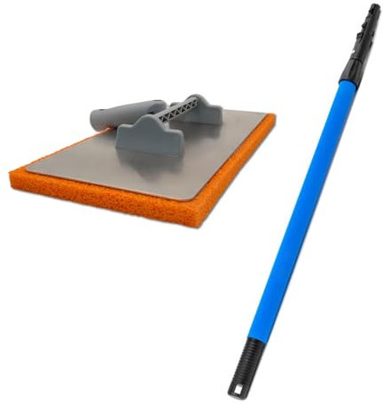 DEWEPRO® Set Egalisette mit Schwammgummi-Auflage 400x200x20mm und Teleskopstab verstellbar 86 bis 135cm - professionelles Werkzeug zum Egalisieren