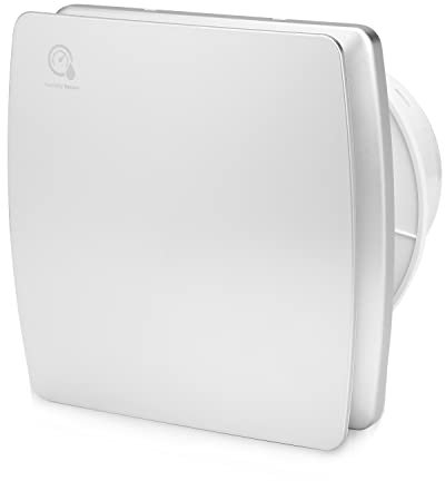 ISOISL Ventilatore da bagno 150 mm con sensore di umidità e valvola di ritorno, ventilatore silenzioso per bagno, cucina, cantina, timer e risparmio energetico