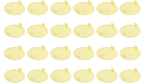 sourcing map 24Pcs Hinge Hole Covers, 35mm(1 3/8) Dia Plastic Concealed Hinge Hole Cover Plug Cap Round Flush Type Caps for Furniture Cabinet Cupboard Wardrobe Dresser, Beige