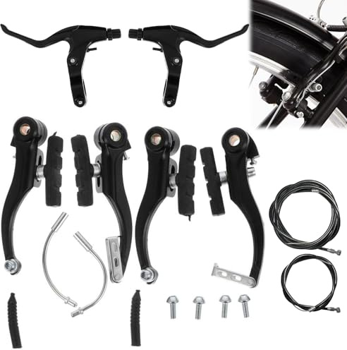 Cerioll Set Di Freni Per Bicicletta, Set Completo Di Freni Per Bici Tipo V, Per La Maggior Parte Delle, In Alluminio, Per Bicicletta A V-Brake, Mountain Bike, MTB, Nero