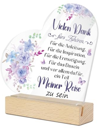 Putuo Decor Herzform Acryl Tischdeko Schild – Vielen Dank, dass du ein Teil meiner Reise bist, Geschenk mit Blumen und Schmetterlingen