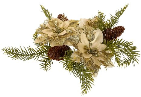 GLEAVI Ghirlanda Portacandele Vintage di Design Unico Anello per Candele Natalizio in Plastica e Tessuto Decorazione Festiva per Tavolo Natale e Feste Invernali