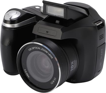 4K Digital Camera, 4K 60MP DSLR Camera with 12x Optical Zoom, Retro Digital Video Camera with CMOS Sensor & LED Flash,for Portrait Photography (Black)