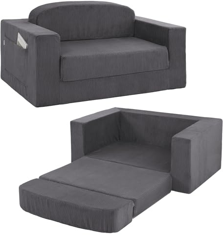 MeMoreCool Schlafsofa Cord 2-Sitzer Faltbares Bodensofa mit Schlaffunktion | Faltbares Sofabett ohne Gestell mit Hochdichtem Schaumstoff, ideal als Cloud Sofa für Wohnzimmer Gästezimmer und Schlafzimmer