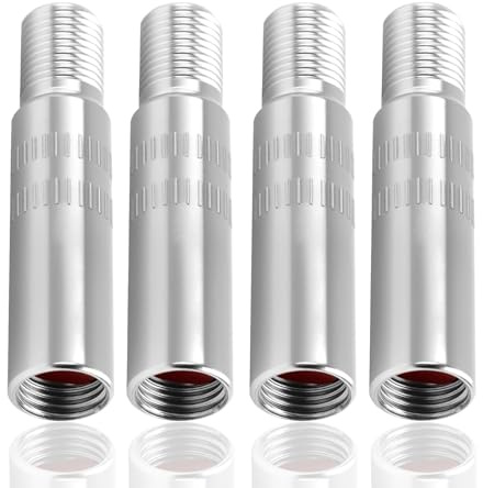Lunpoem 4 PCS Prolunga Valvola Pneumatici 39mm, 39MM Estensione Tappo Valvola Auto in Metallo, Adattatore Valvola di Estensione per Gonfiaggio Pneumatici Scooter, Auto, Moto, Bici, Monopattino