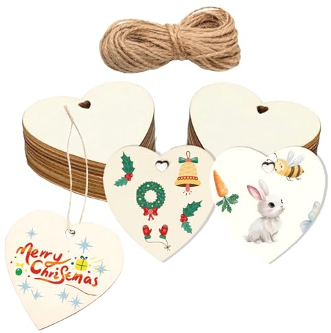 Holzherzen Deko，20 StüCk 8cm Holzherzen Zum Beschriften，DIY Handwerk， | FüR Tischdeko Hochzeit Geburtstag Weihnachten Valentinstag GeschenkanhäNger，Handgemachter Wandbehang, Geschenk-GäStebuch