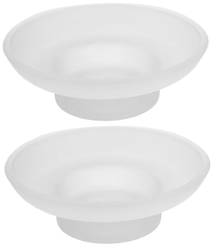 Anneome Portasapone in Vetro Trasparente Autosvuotante 11 Cm Piatto Rotondo Portasaponetta Da Bagno Per Vasca Doccia Lavabo Set Da 2 Pezzi