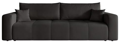 IDOHOME 93x244 Sofa mit Schlaffunktion (125x200) und Bettkasten (Massivholz + MDF) mit dekorativen Nähten auf der Sitzfläche