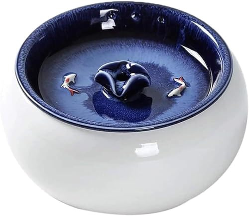 XJBWSDE Fuente de Agua de cerámica para Gatos con 2 filtros de Repuesto y dispensador automático de Espuma, diseño fácil de Limpiar, Bebedero para Mascotas, Cuenco para Gatos.