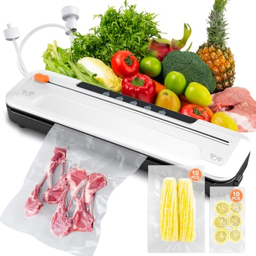 Máquina de envasado al vacío compacta con potencia de succión de 65 kPa, máquina automática de envasado al vacío para alimentos, incluye bolsa de vacío para alimentos para la cocina doméstica