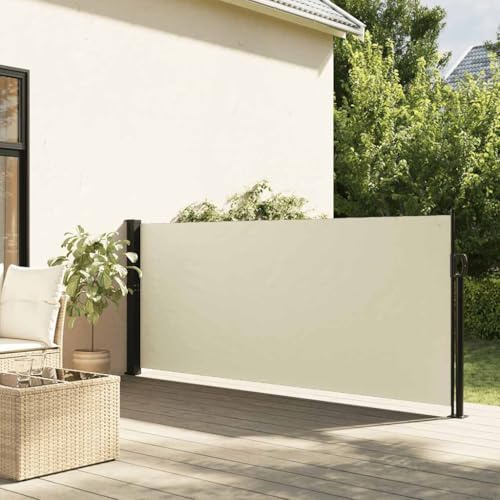 Mokuyary - Toldo lateral retráctil crema 140 x 500 cm, toldo lateral para exterior, protección del sol o del viento, para jardín, balcón, terraza