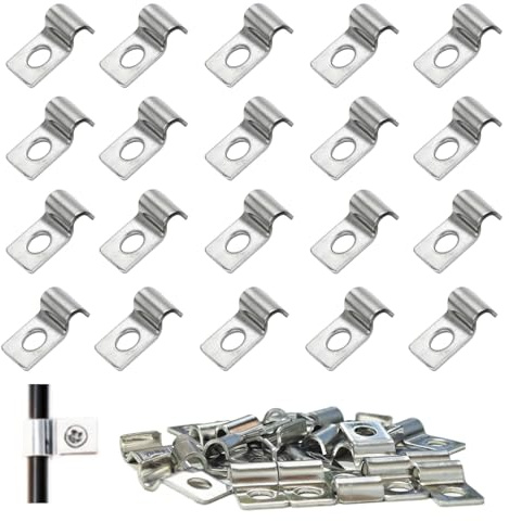 MINGBOLIN 75 Pièces Colliers de Serrage en U,Attache de Fixation pour Tube en U Colliers de Fixation en Métal Collier de Serrage Inox,Trou Unique,pour Câbles,Tuyaux,Grillage (4mm)