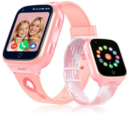 POKUJNFY 4G Smartklocka Barn för Pojkar Flickor - GPS Tracker Videosamtal Telefon Röstchatt SOS Klassläge Kalkylator Väckarklocka Spel Stegräknare - Digital Barn Smartwatch Klockor Gåvor