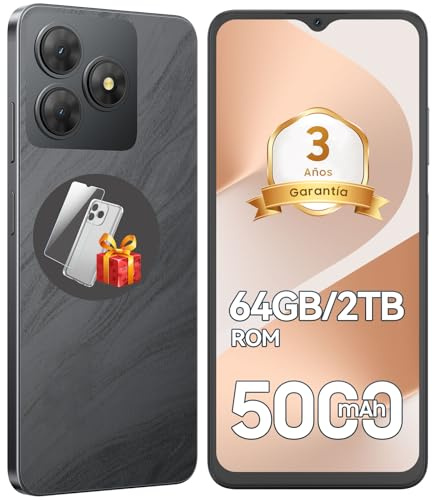 Ausriray Telephone Portable Android, 6Go+64Go/TF 2To, Octa Core, Écran 6.56 HD+, Batterie 5000mAh Smartphone, 13MP+8MP, Smartphone Pas Cher 4G Dual SIM, Face ID/GPS/3Ans De Garantie - Noir