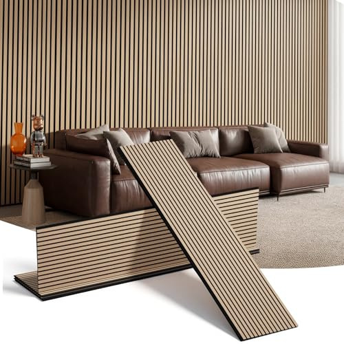 INMOZATA 4 Pack Wooden Acoustic Wall Panels,240x60cm,Oak-B