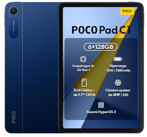 XIAOMI POCO Pad C1, Tablet, 6 + 128 GB 9,7 pulgadas 2 K 120 Hz Crystal-Clear Display Massive 7600 mAh (Typ) Battery, WiFi Version, Charger Included (Blue)