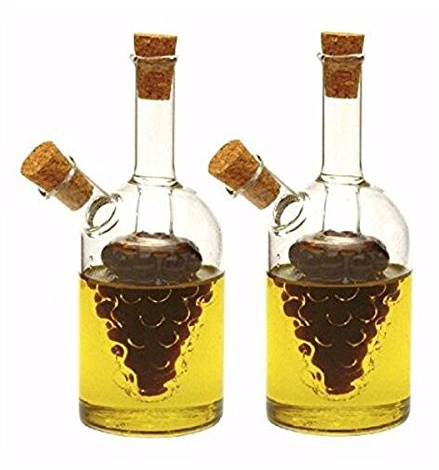 Eleton 2 in1 soufflé à la main en forme de raisin Bouteille pour huile et vinaigre, verre d'huile d'olive Distributeur de bouteilles de stockage – 2 Pièces Vinaigrier
