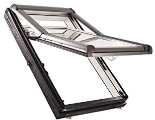 Roto Designo R7 WDF R75_K W WD AL Hoch-Schwingfenster aus Kunststoff mit Wärmedämmung und Eindeckrahmen (Eindeckrahmen: EDR Rx WD 1x1 EZI AL, 74 x 98)