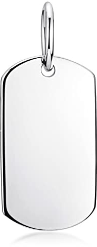 Gravur Anhänger Silber 925 Dog Tag Gravurplatte 10x21mm rhodiniert KA-325 | ID Kettenanhänger aus Sterlingsilber personalisierbar von MATERIA by Matthias Wagner