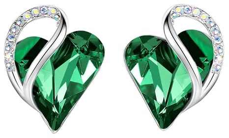 Pendientes de Corazón Leafael para Mujer, Pendientes con Piedra de Nacimiento, Diseño Elegante, Caja de Regalo Incluida