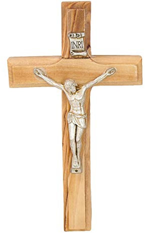 Blue White Shop Christliches Wandkreuz aus Olivenholz, handgefertigt aus Bethlehem (11,4 cm)