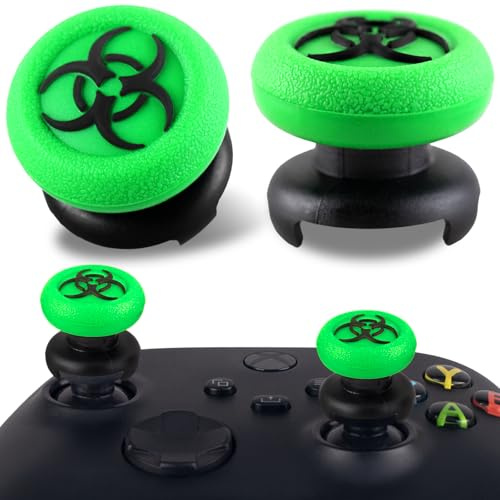 Playrealm FPS Thumbstick Grip Agarres para el Pulgar Extensor Y Textura 3D Caucho Silicona Apretón Cubrir 2 Juegos para Xbox Series X/S & Xbox One Mando (Bioh Verde)