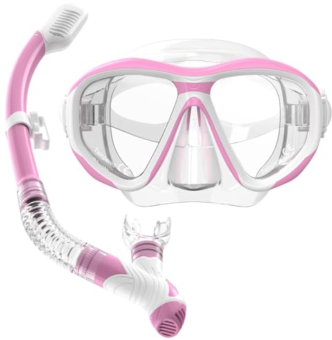 Findway schnorchelset Erwachsene,Schnorchelset mit taucherbrille und schnorchel, Anti-Leck & Anti-Fog & Anti-UV Tauchmaske aus Gehärtetem Glas für Tauchen, Schnorcheln und Schwimmen,Frauen und Männer