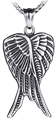 Skcess Freundschaftskette, Halsketten Anhänger Silber Rostfreier Stahl Engelsflügel Kette Damen 2.6x5.5cm Geschenke für Männer Frauen