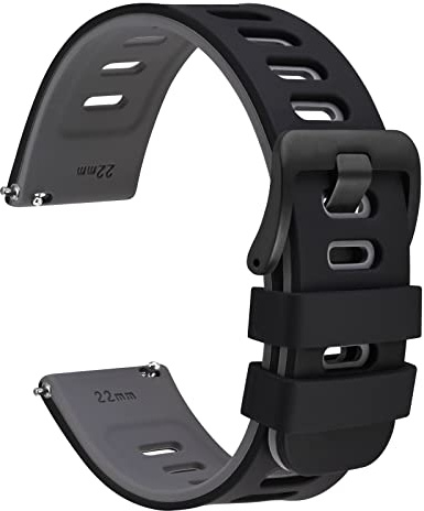 WOCCI Zweifarbig Uhrenarmbänder, Silikon Kautschuk, Schnellverschluss, Ersatzbänder für Herren und Damen, Edelstahlschnalle, Bandbreite 18mm 20mm 22mm