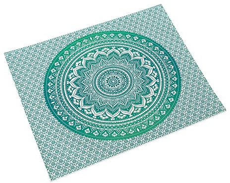 Manteles Individuales Fruta Verde Mandala Salvamanteles Individuales Algodón Lino Lavable Individuales Mesa Resistente al Calor Bajoplatos Tapetes para Mesa Bajoplatos 30x45cm 2 Pcs