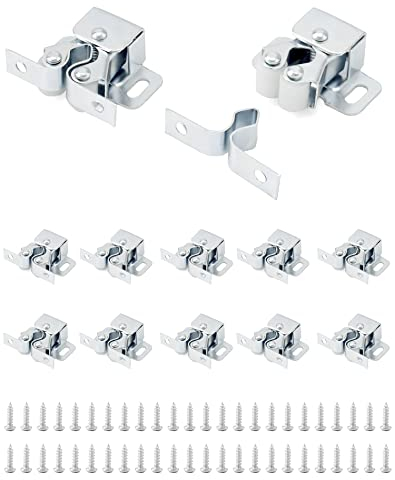 QWORK® 12 Pezzi Serratura a Scatto Doppio Rullo, Chiusura per Armadio, Cassetti, Mobili Cucina