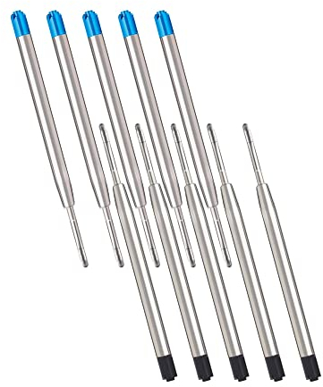 10 x Kugelschreiberminen, Metall Kugelschreiber Ersatzminen für G2-Format, Kompatible Parker Kugelschreiber Minen, Schreibfarbe 5xBlau+5xSchwarz
