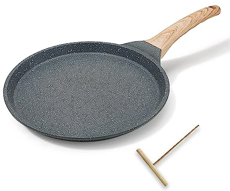 Bobikuke 8 inch Crepe Pan, Nonstick Pan for Crepes Omelette Tortillas Crispy Pancake, Dosa Tawa Tortilla Pan, Griddle Pancake Pan for Roti Indian - Black