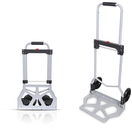 COOCHEER Sackkarre Alu, Transportkarre klappbar- extra Langer Teleskopgriff 100cm, Handkarre für Industrie und Haushalt, max. Tragkraft 120 kg