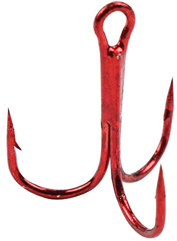 YATROUYS 100pcs Fishing Hook Treble Hooks High Carbon Treble Hooks Super Sharp Solid Size 2 4 6 8 10 12 Triple Barbed Steel Fish Hook (8#-100pcs, Red)