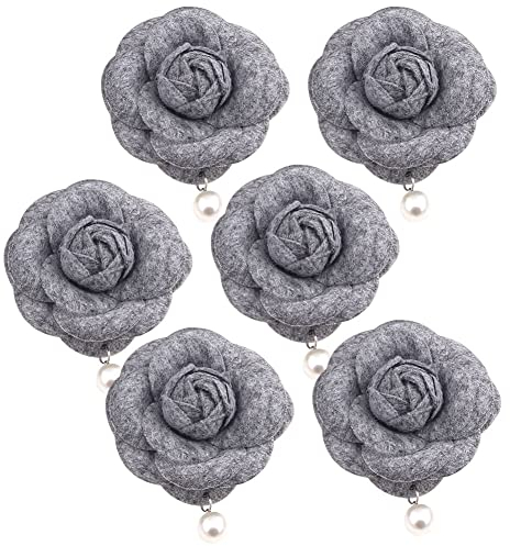 iSpchen 6 Stück Blumen Brosche für Damen Mädchen elegante Kamelien Blume Anstecknadel Vintage Perlen Ansteckblume Anstecker Corsage Pins Brosche für Hochzeits Party Corsage Kleidung Hüte