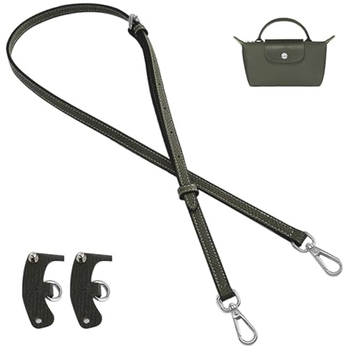 jiesinlov Rindsleder Taschen Schulterriemen Riemen Umrüstsatz Ersatz verstellbaren Crossbody Schultergurt für Le Pliage XS Mini Pouch Gurt Silber Dunkelbraun Leder(Dunkelgrün)