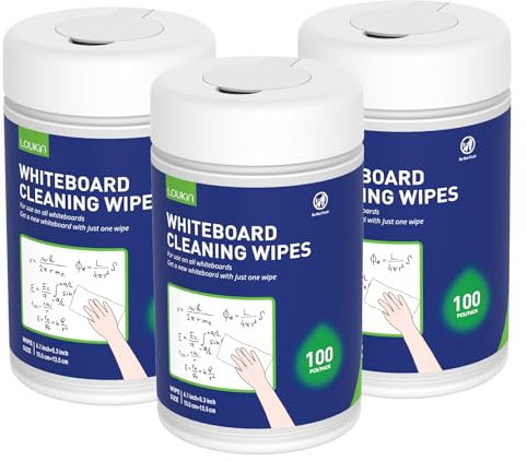 loukin Dry Erase Wipes, Whiteboard Cleaning Wipes, 100 Count, 3 Pack