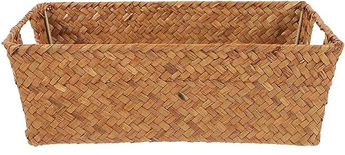 Didiseaon Woven Seagrass Rectangle Basket for Storage Desktop Baskets for Home Office for Remote Controls