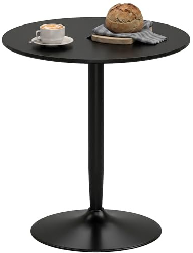 HOMCOM Round Dining Table, Modern Kitchen Table with Steel Base, Non-slip Foot Pad for Living Room, Dining Room, Black