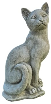 OUTLET DEL GIARDINO Statua Gatto Grande Commemorazione Animali Altezza 20 Cm - Base 19x18 - Peso 11 Kg