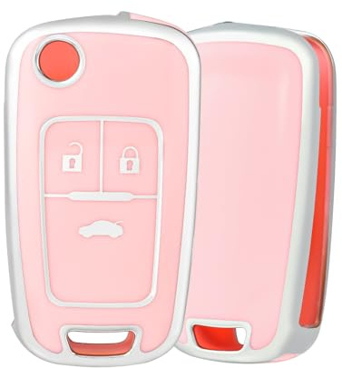 OFF WE GO Autoschlüssel Hülle Schlüsselhülle Cover Schlüsselcover Schutz Gehäuse Schlüsselbox für Opel Chevrolet Aveo Opel Vauxhall Cruze Spark Astra Insignia Vectra Zafira Adam Cascada, Rosa Silber