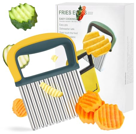 RISVOWO Coupe Pomme de Terre et Patate - Lame Ondulée en Acier Inoxydable - Couteau à Frites et Trancheuse Vague pour Légumes, Fruits, Salade