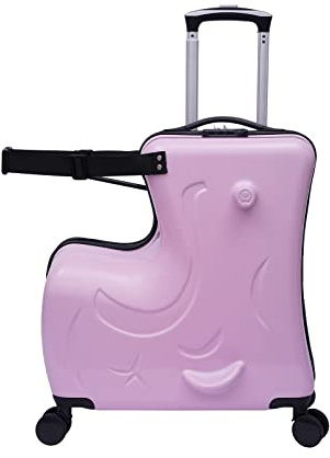 DGJMuu 20 Zoll Koffer Trolley Reisekoffer Niedlicher Cartoon Kinder Koffer Zum Draufsetzen Handgepäck | Pferdeförmig Kindergepäck Mit Sitz 30 * 25 * 55cm | Reisen Geschäftsreisen
