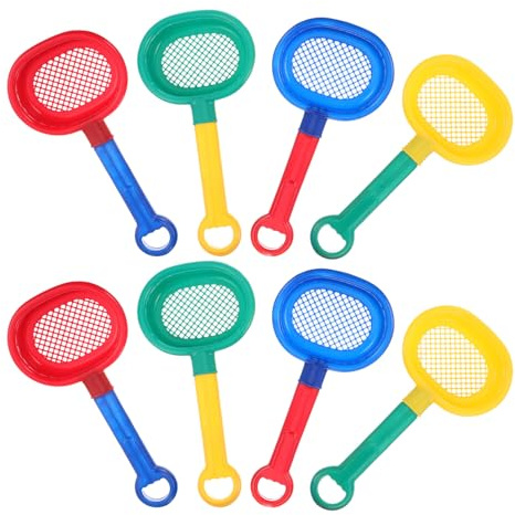 TOYANDONA Kinder Sandsieb Schaufel Mit Langstieligem Griff – 8 Bunte Plastik Sandspielzeuge Für Strand Sandkasten Garten Und Outdoor Spielspaß