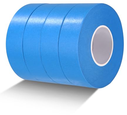 Toaren 4 Rotoli Nastro per mascheratura 24 mmx50 m Nastro adesivo carta per pittura,Professionale Masking Tape,Carta per Pittura per mascheratura,verniciatura per Fai da Te Vernice Auto(Blu)