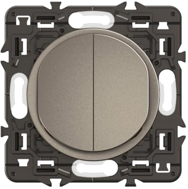 LEGRAND - Interrupteur/Va-et-vient double Céliane lumineux 10A - Design moderne - A équiper d'une plaque - Titanium