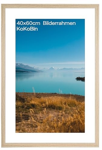 KoKoBin Cadre pour tableaux en MDF et verre acrylique, à suspendre et à installer, salon à poser, décoratif en bois (bois, 40 x 60)